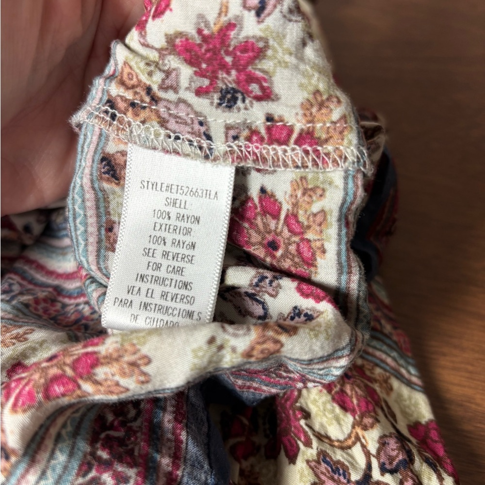 Altar'd State Bohemian Floral Blouse in Cream and Burgundy - Picture 8 of 10